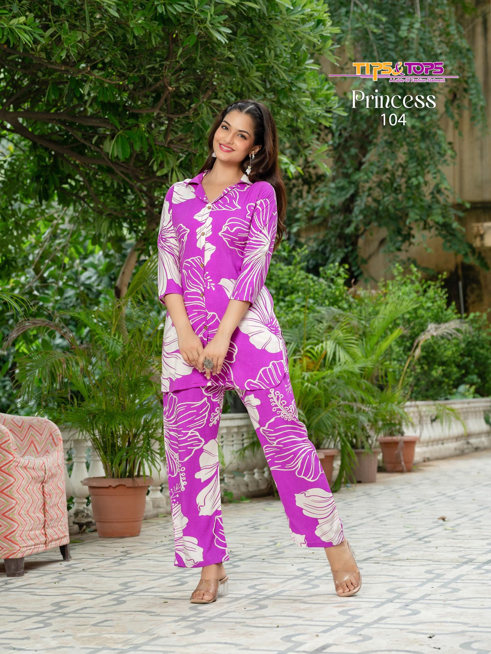 Tips & tops princess reyon print coord set indian fancy kurtis