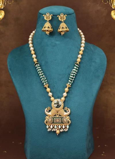 Traditional Wear Green Color Matte Gold Rajwadi Wholesale imitation jewellery in Surat