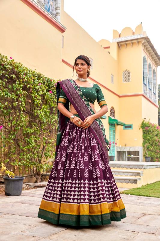 Tussar Silk Printed Heavy work Lehengha choli for wedding trousseau