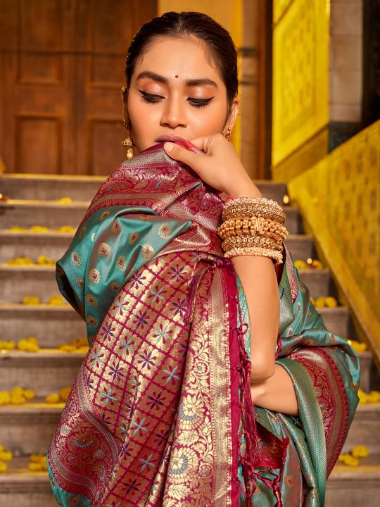 VAANI SILK by astita fancy designer BANARASI SILK fabric saree wholesale with Fancy latkan 