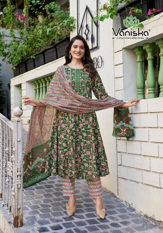 Vaniska cotton plus vol 2 anarkali style print cotton kurtis online india