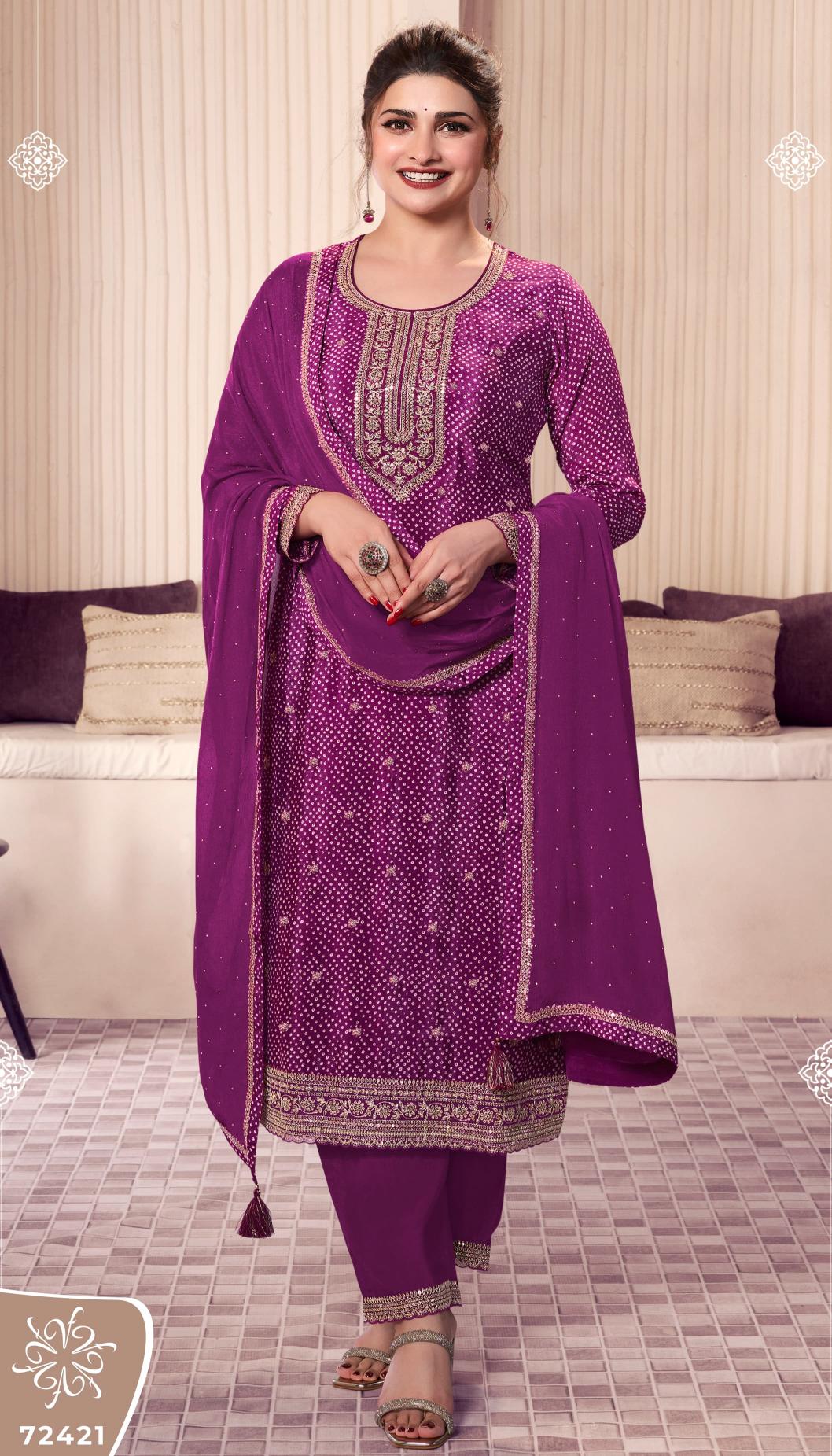 Vinay kuleesh pahal 4 printed chinon indian dress material fashion 