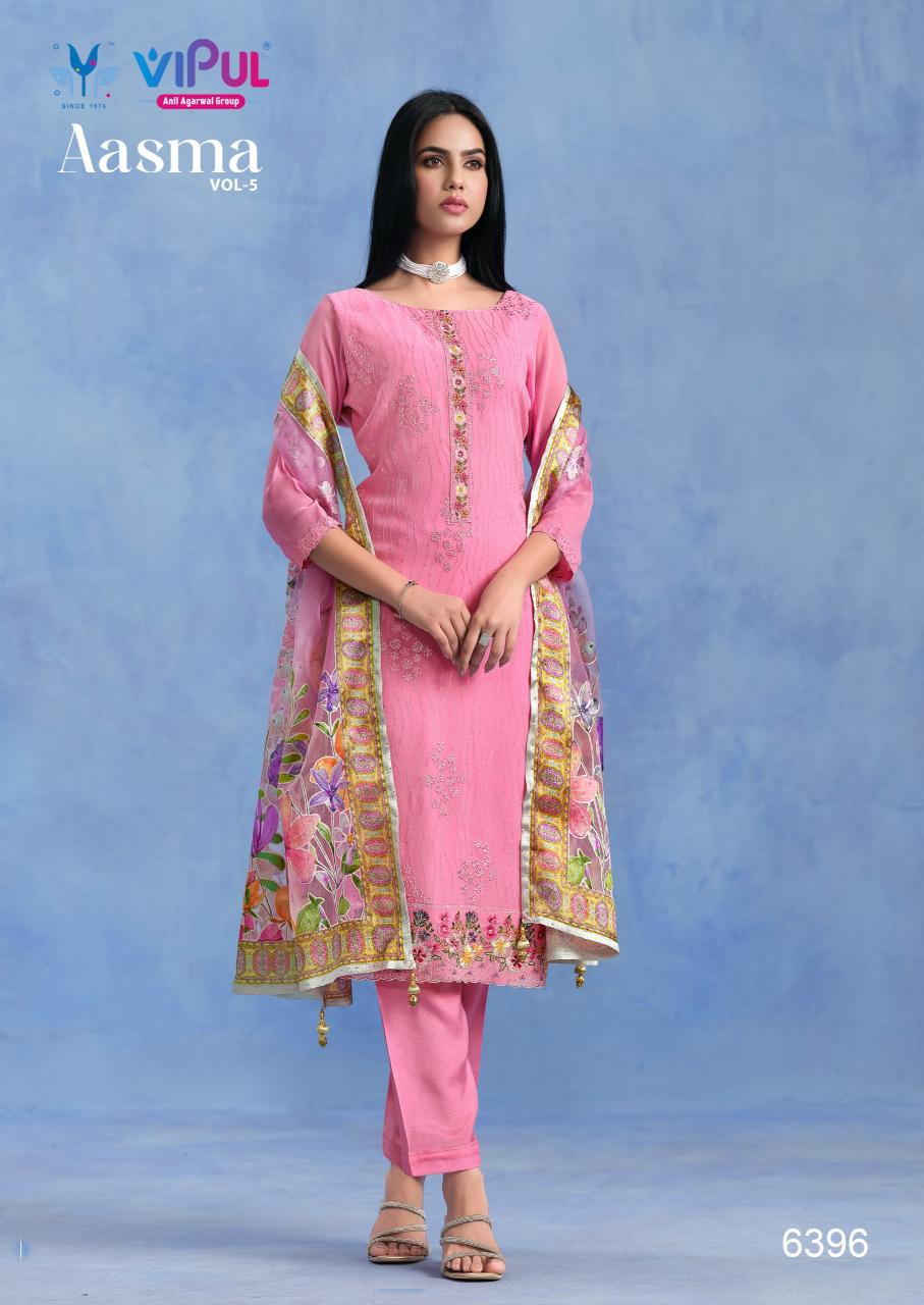 Vipul aasma vol 5 catonic geo with embroidery wholesale dress material in india