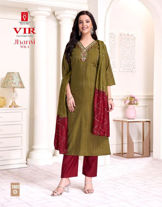 Vir jhanvi vol 1 vertican simmer 3 pcs b2b wholesale clothing india