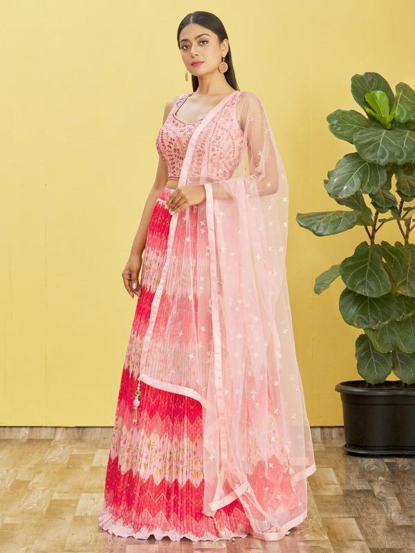 Zeel Clothing Chinnon 115 Pink wholesale lehenga supplier in delhi
