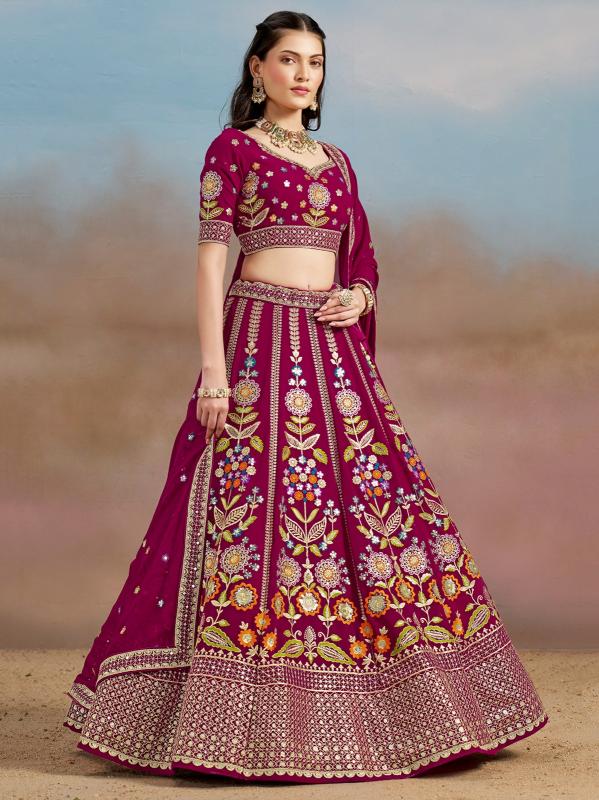 Zeel Clothing Georgette Pink kanchi pattu lehengas wholesale