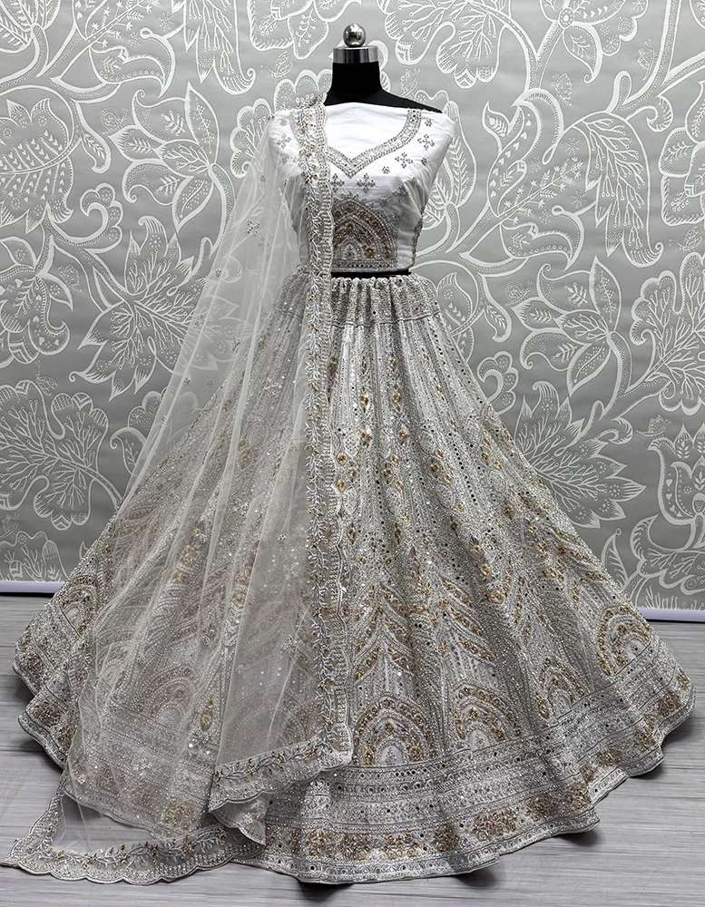 Aa 2839 Dazzling White Designer Net Latest designer Lehengha choli wholesale