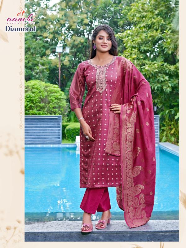 Aanchi diamond straight 3 pcs kurti clothing stores wholesale