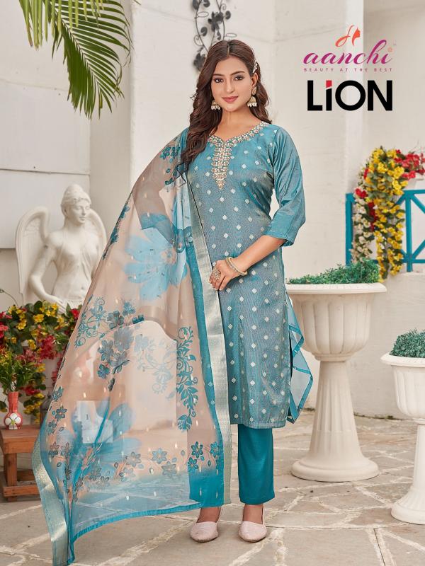 Aanchi lion tissue butti 3 pcs kurti women wholesale apparel
