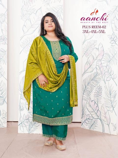 Aanchi plus reem 01 & 02 plus size 3 pcs kurti wholesale dress online