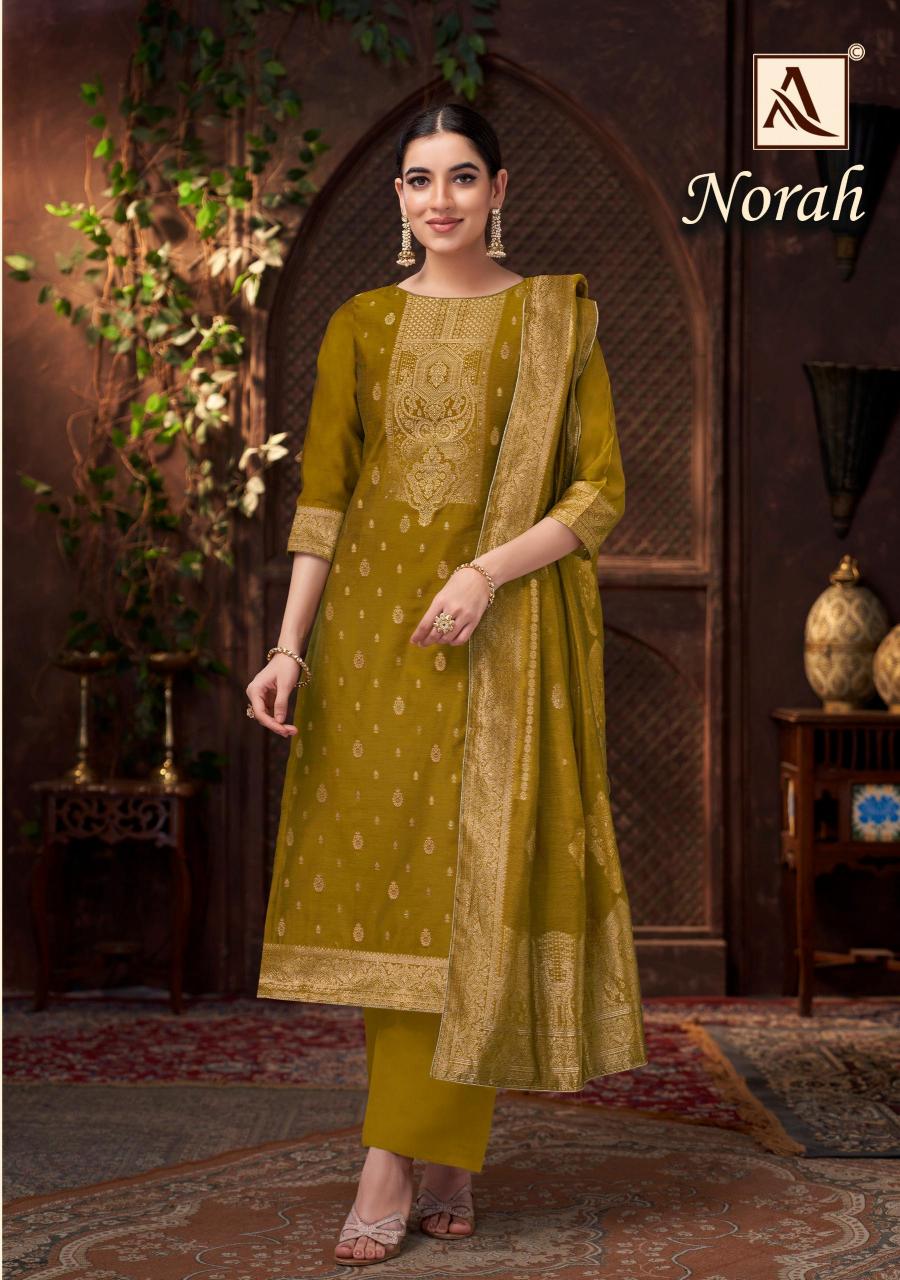 Alok suit norah jacquard designer wholesale dealers for dress materials in kerala