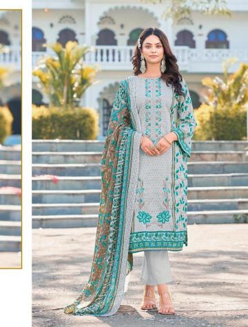 Alzohaib noor vol 2 pure cotton print kashmiri work dress material wholesale