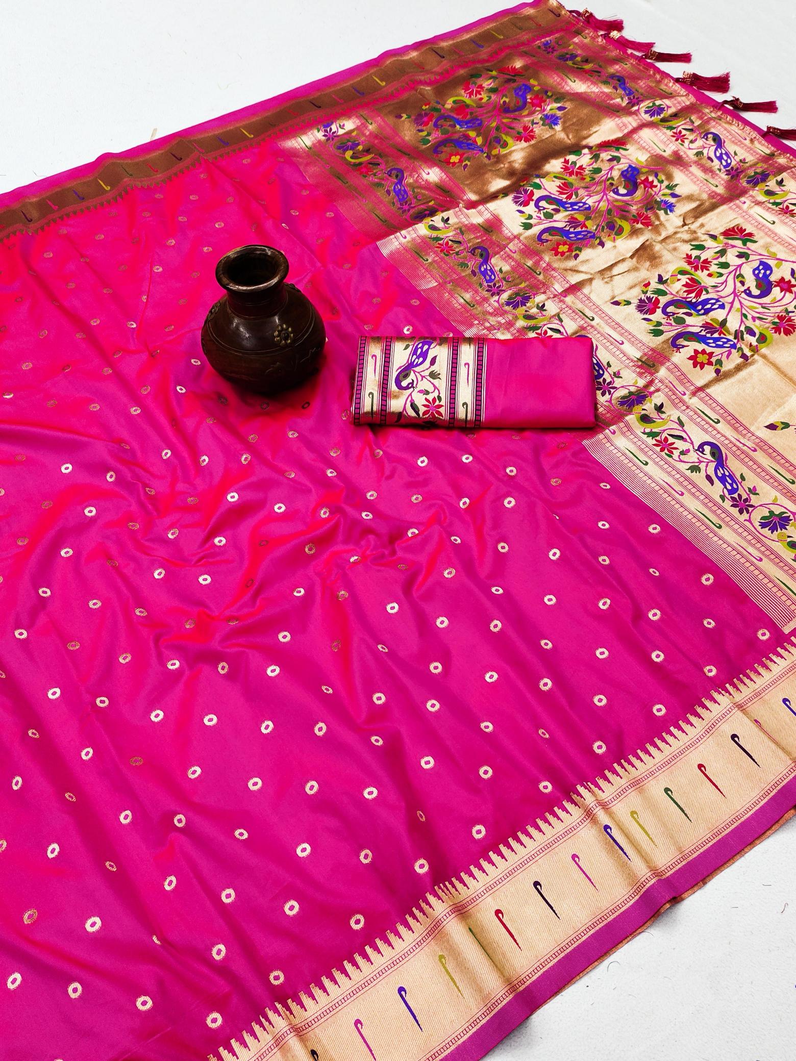 Anupama bindi paithani soft silk sarees manufacturers in surat