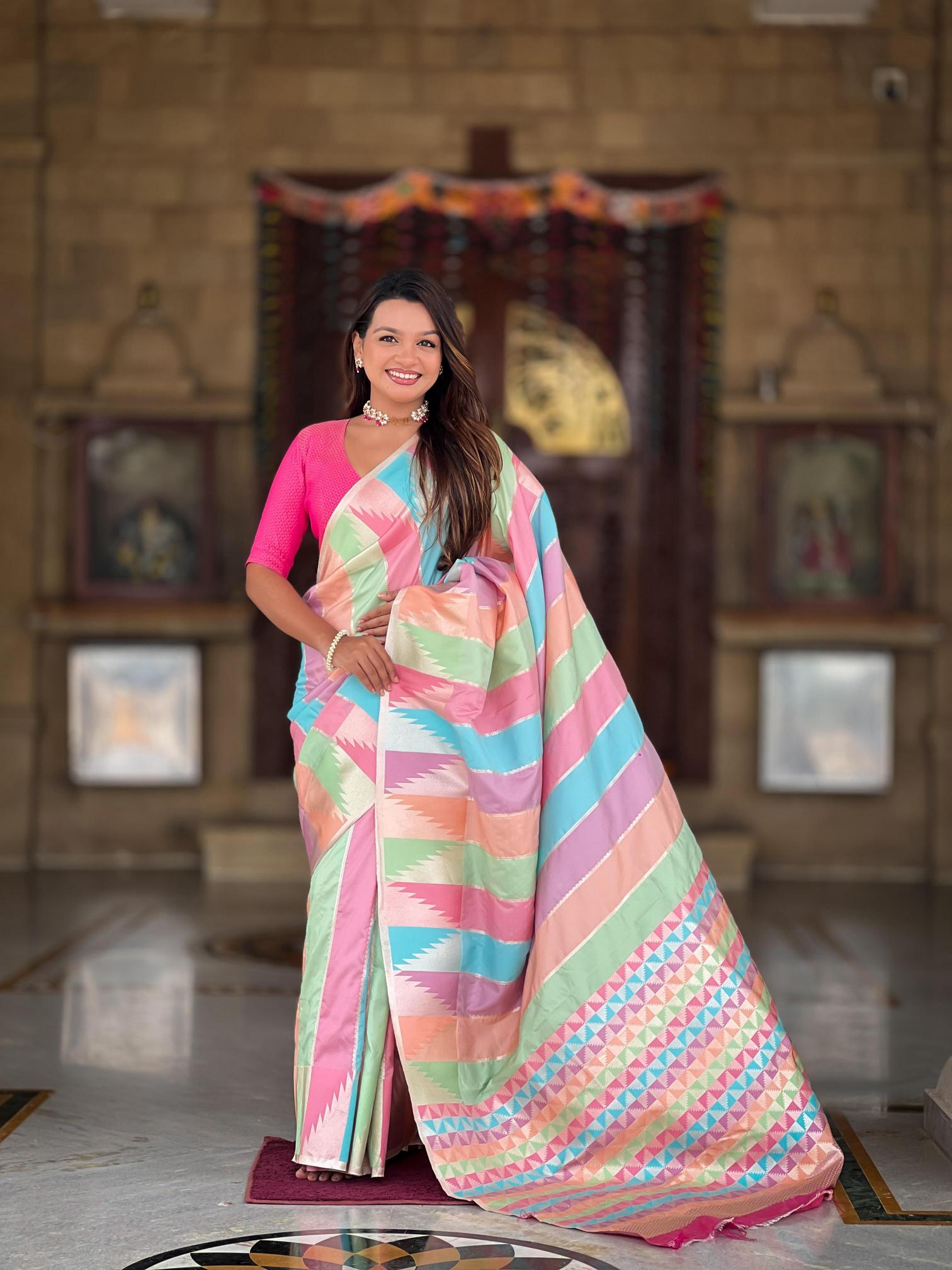 Anupama multi temple soft banarasi silk retail saree market in surat