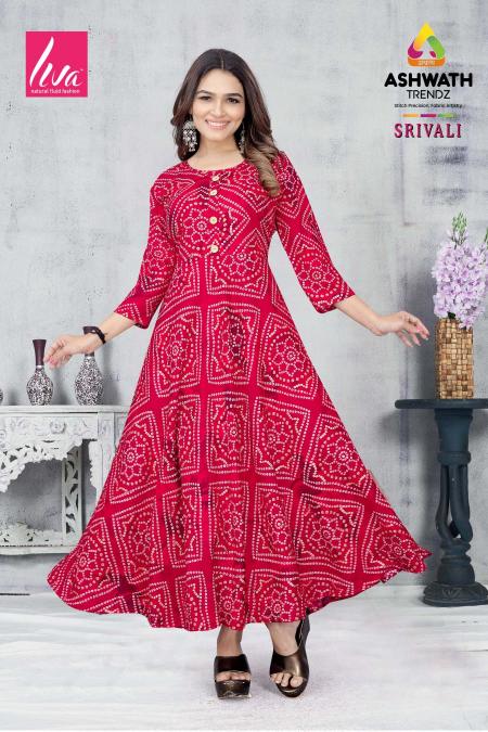 Ashwath srivali rayon foil print kurti female clothing wholesale suppliers 