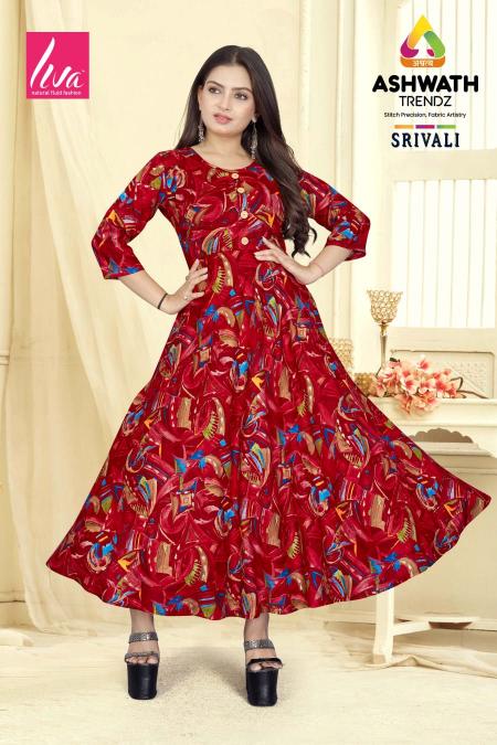 Ashwath srivali rayon foil print kurti supplier of women clothing