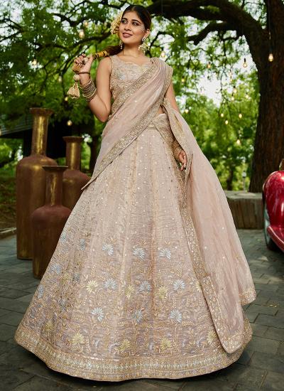 Beige Tisuue Sequin Work Wedding Wear Party wear lehenga choli suppliers