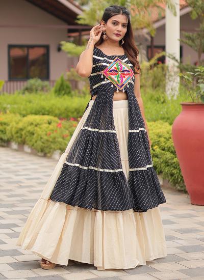 Black Cotton Gamthi Work Navratri Wear Affordable lehenga choli in Gujarat