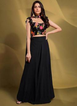 Black Georgette Sequin Work Wedding Wear Indian Lehengha choli manufacturers