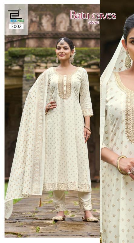 Blue hills batu caves vol 3 rayon 3 pcs fancy kurtis wholesale 