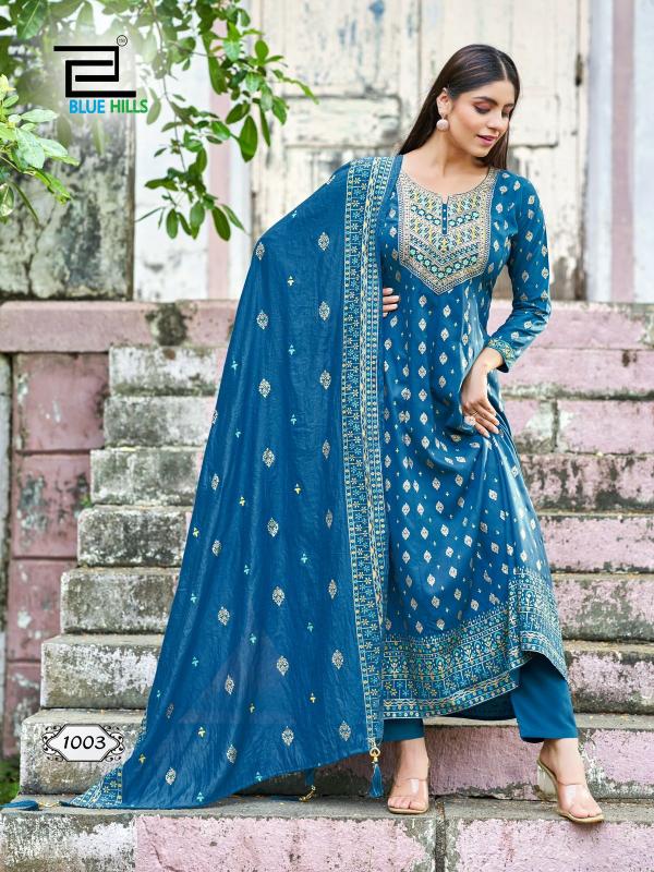 Blue hills samaira anarkali style 3 pcs kurti online clothing wholesale suppliers 