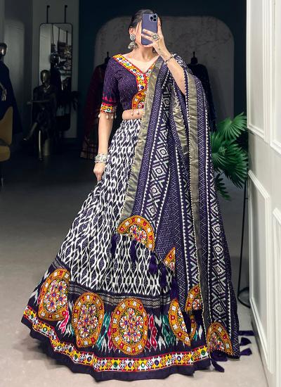 Blue Tussar Silk Gamthi Work Navratri Wear Bulk lehenga choli suppliers