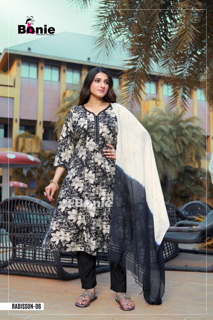 Bonie radisson anarkali style 3 pcs kurti wholesale work clothes 