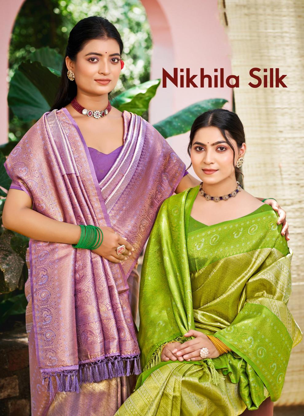 BUNAWAT - Nikhila Silk Sangam Prints kanjivaram silk Woven Work Traditional Saree