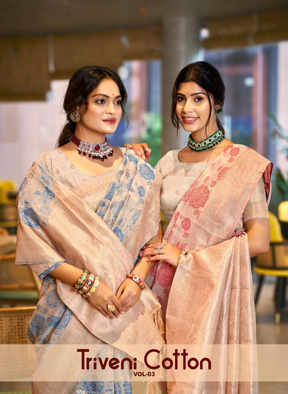 Bunawat - Triveni Cotton-03 Sangam Prints Silk Woven Work Traditional Saree