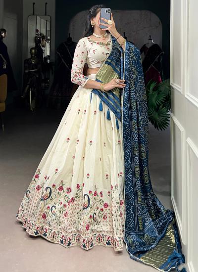 Cream Khadi Cotton Sequin Work Festival Wear Bulk lehenga choli manufacturers in India