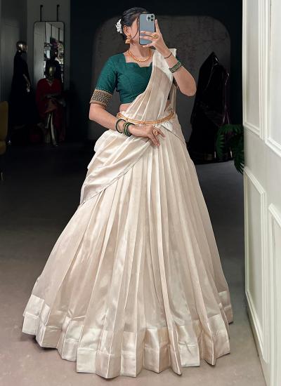 Dark Green Viscose Bead Work Navratri Wear Latest lehenga choli collection in Gujarat