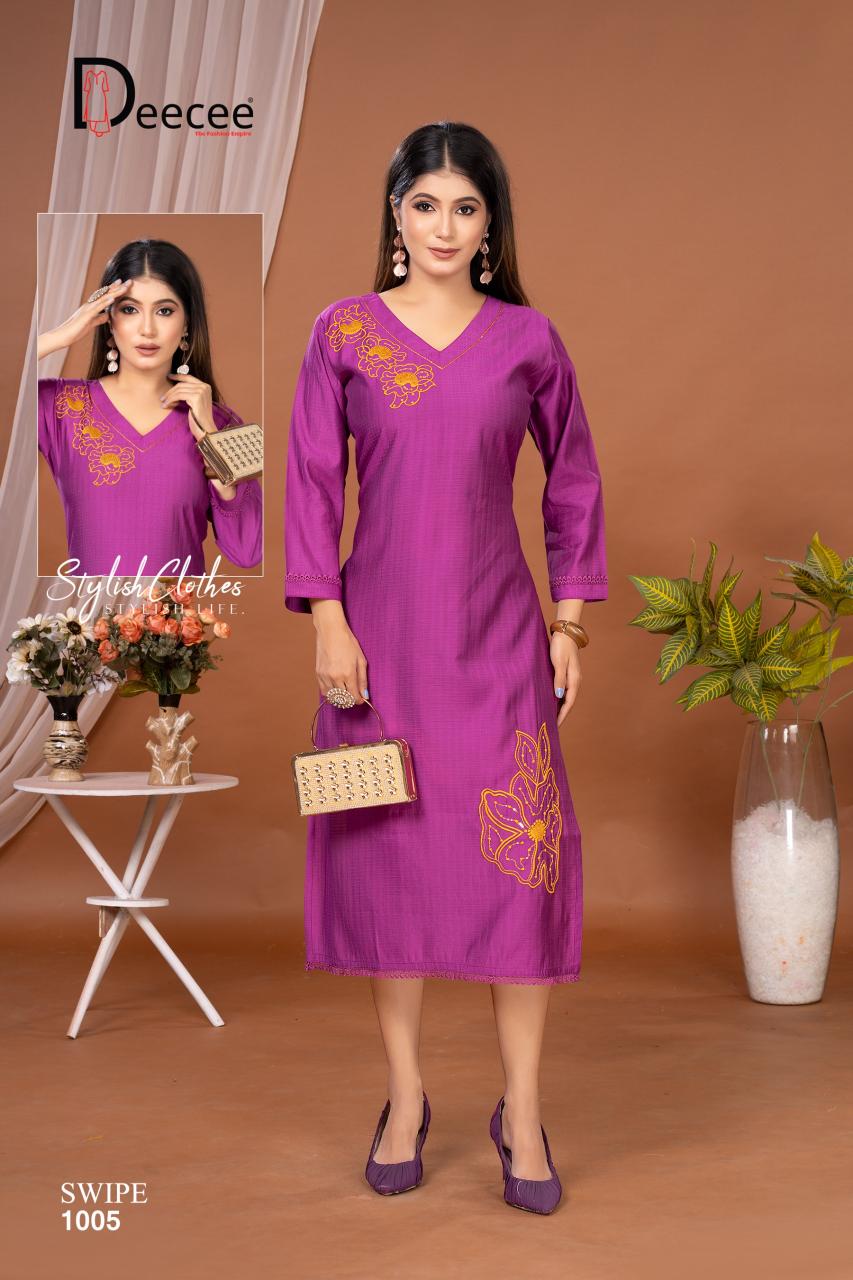 Deecee swipe imported slub straight kurti factory wholesale clothing
