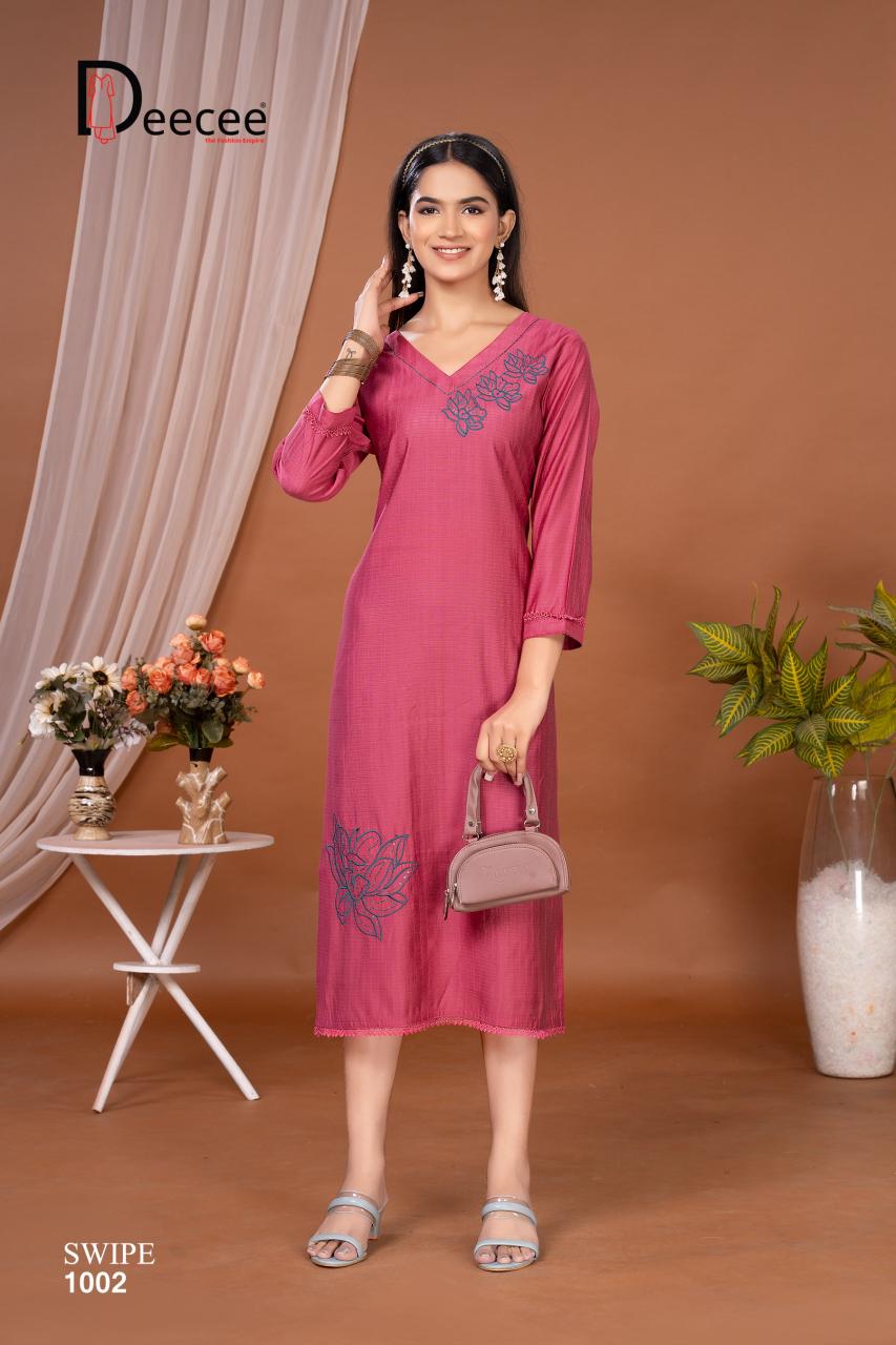 Deecee swipe imported slub straight kurti wholesale for women