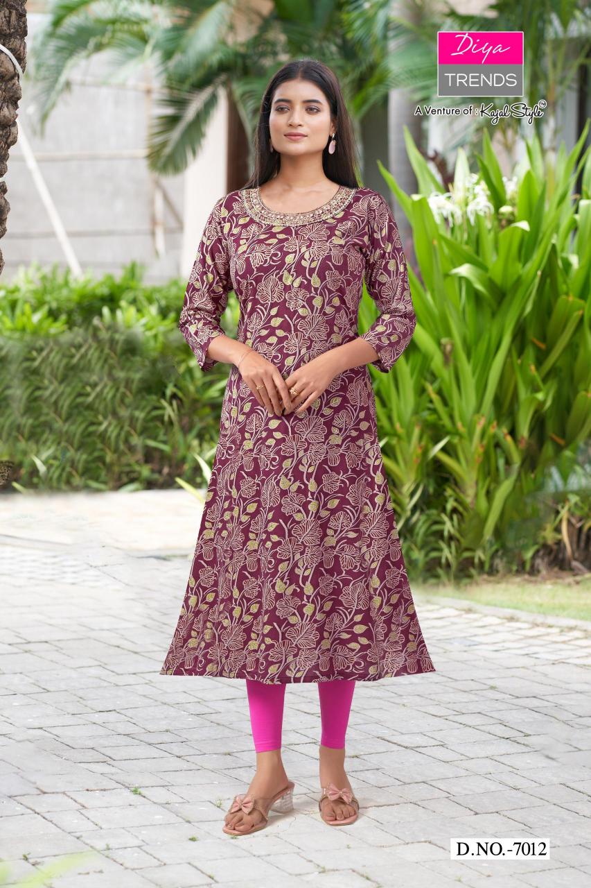 Diya trends rayon printed streight manufacturer kurti