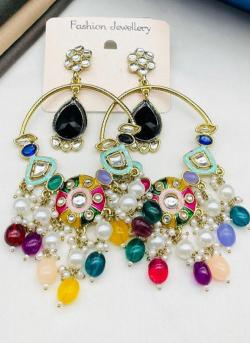 Festival Wear Multi Color Crystal Beads Chandbalis Cheap imitation jewellery wholesale in Jamnagar