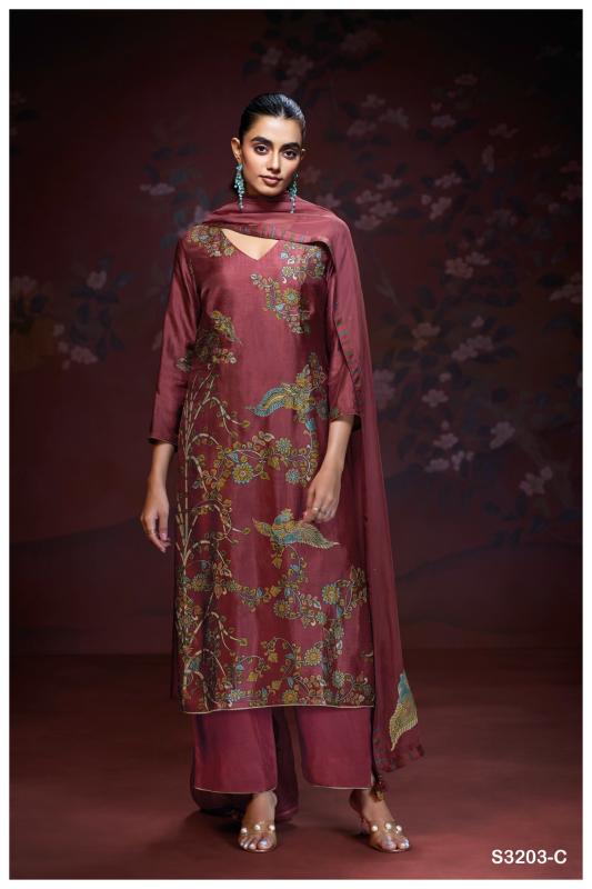 Ganga aaliyah 3203 block print dress material wholesalers  