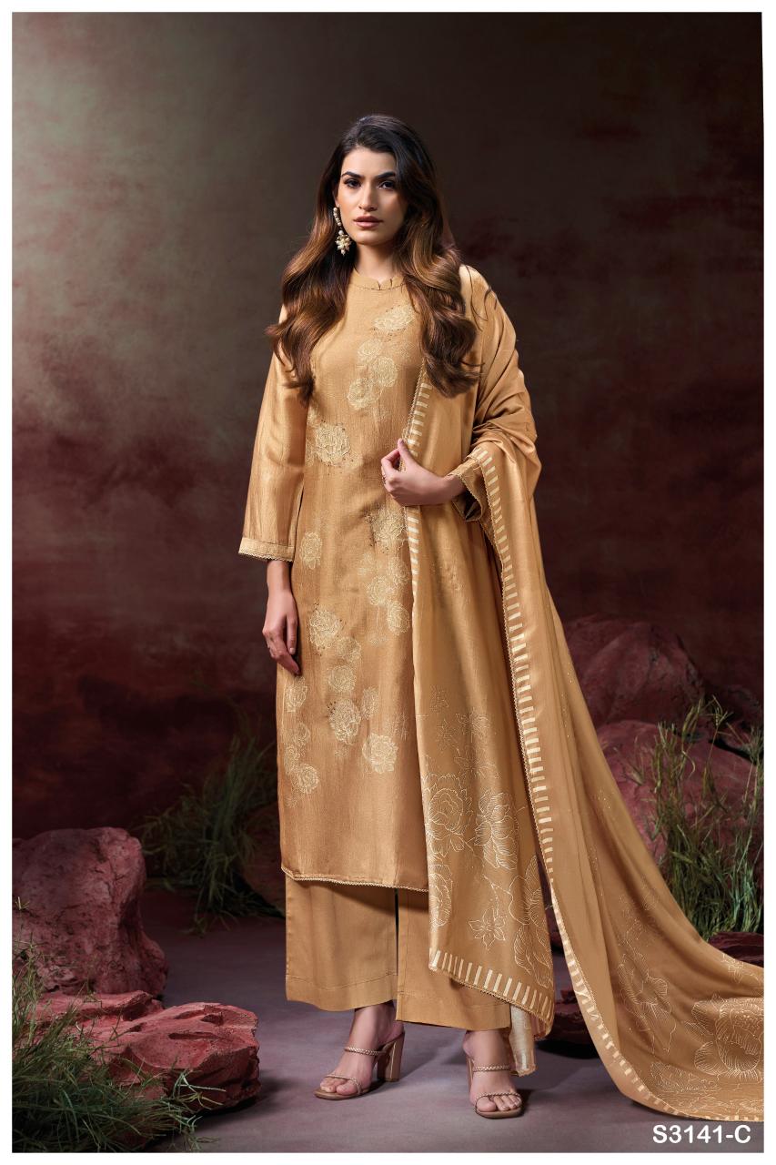 Ganga ellahi 3141 silk dress material wholesale