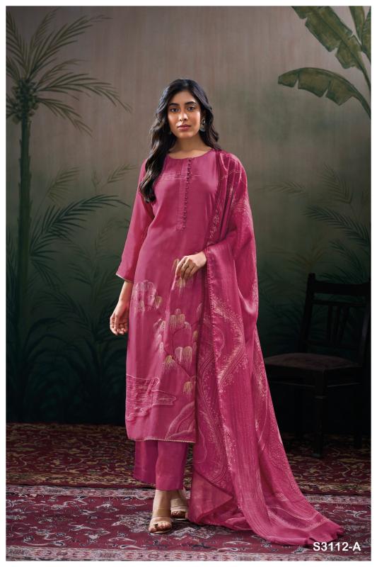 Ganga tansi 3112 bemberg silk gota patti dress material wholesale