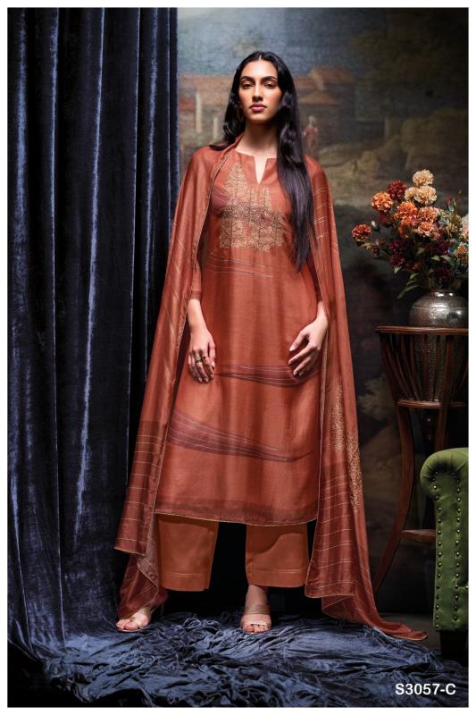 Ganga tevy 3057 bemberg silk pashmina dress material wholesale
