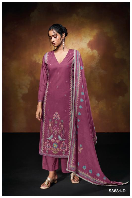 Ganga zuleika 3681 printed lavina dress material wholesale