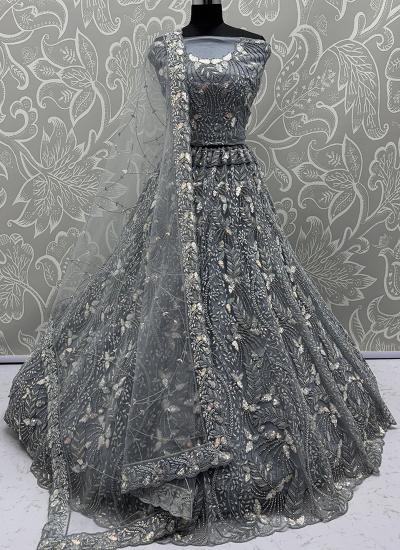 Gray Net Sequin Work Wedding Wear Decorative lehenga choli in Gujarat