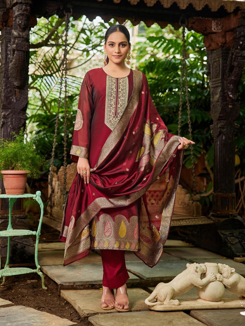 Ibiza nova banglory silk semi stitched dress material wholesale 