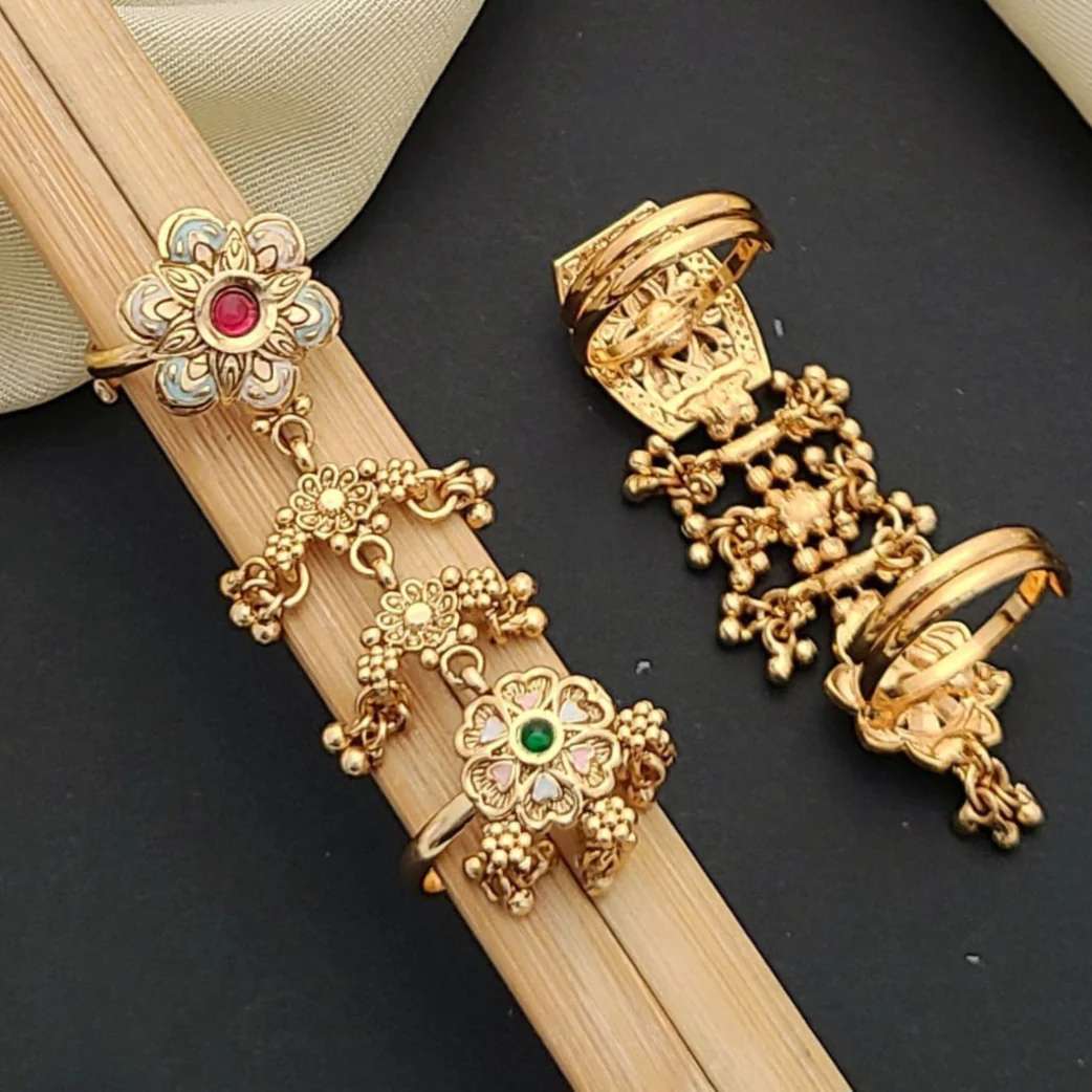 Iconic Bridal Dual Finger Hand Harness Ring Fashion jewellery wholesalers in Gujarat