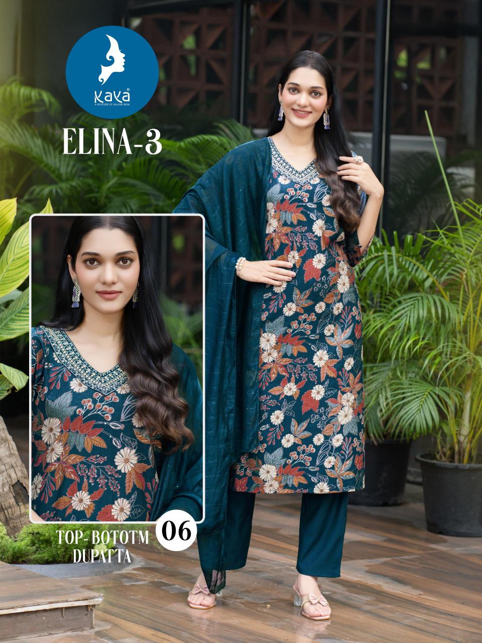 Kaya elina 3 vertican print 3 pcs kurti wholesale ladies clothes