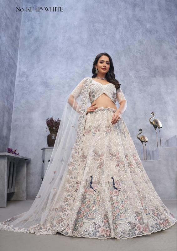 KF-415 Soft net White High-quality lehenga choli distributors