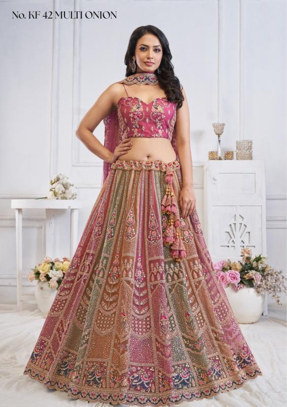 Kf-42 Soft net Onion Lehenga choli wholesale market