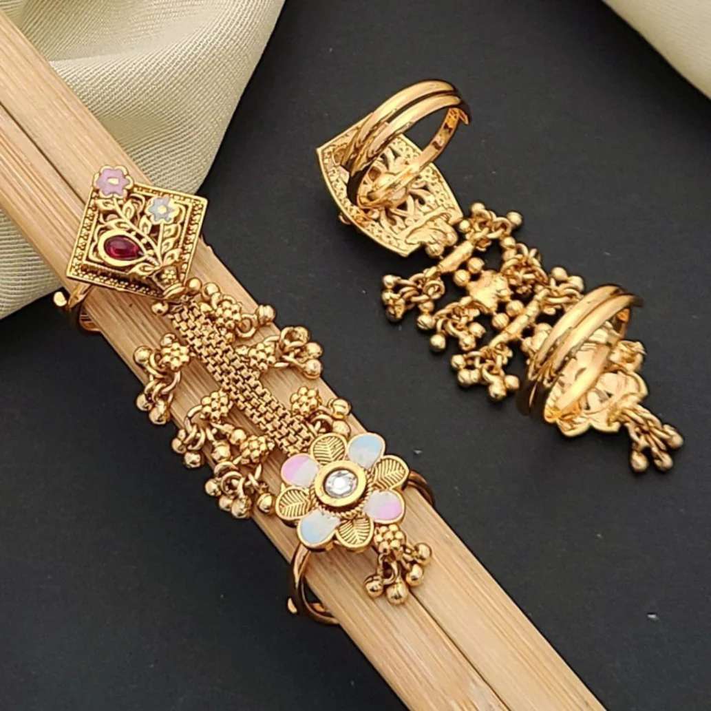 Lattice Bridal Dual Finger Hand Harness Ring Imitation jewellery wholesalers in Ahmedabad