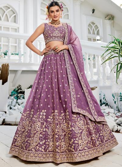 Lavender Tisuue Sequin Work Wedding Wear Wholesale lehengha choli suppliers in india