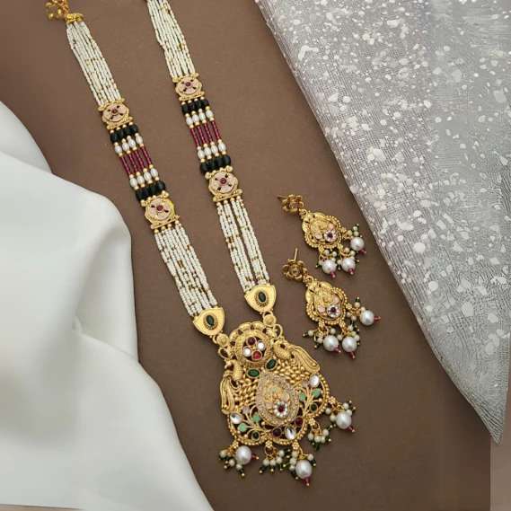 Long Necklace Set LNS046 Imitation Kundan jewellery wholesale