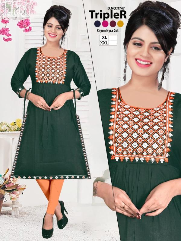 Mairaa tripleR rayon nayra cut kurti surat latest